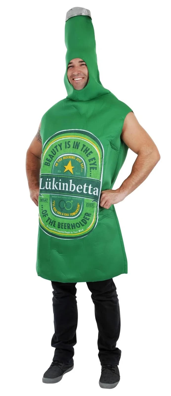 Lukinbetta Green Beer Bottle Costume Adult