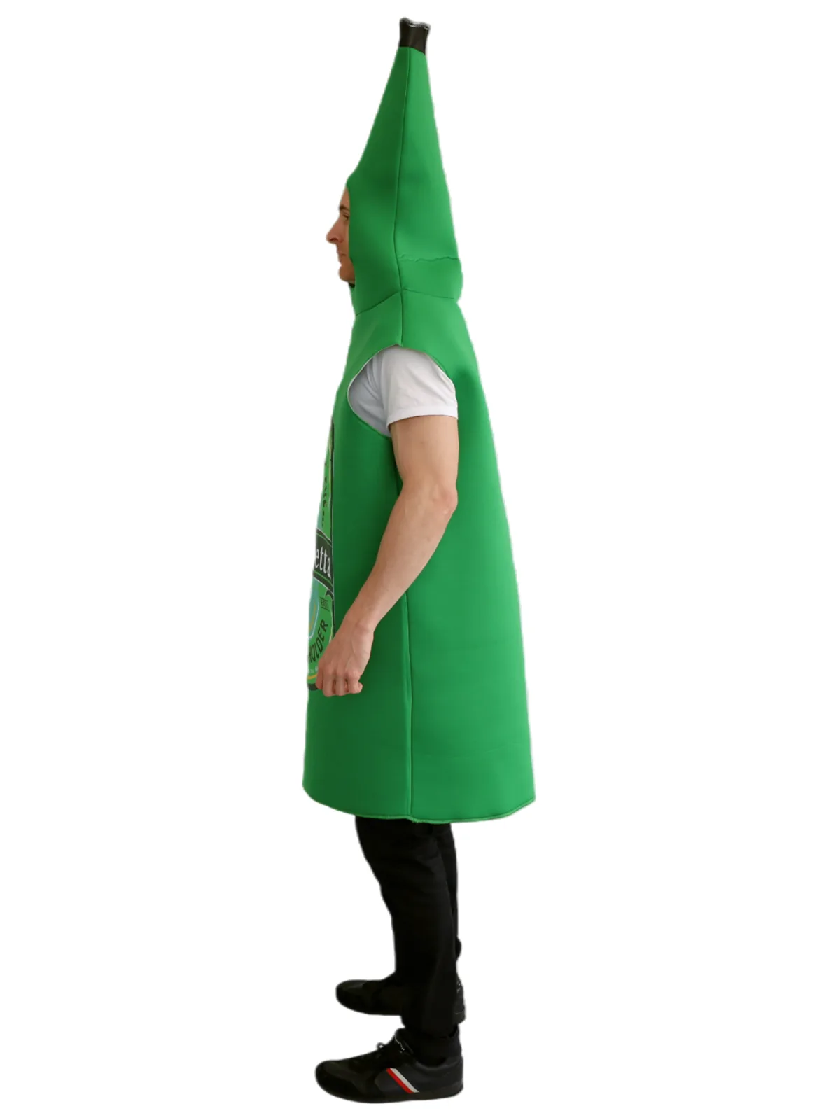 Lukinbetta Green Beer Bottle Costume Adult - side view, worn by model
