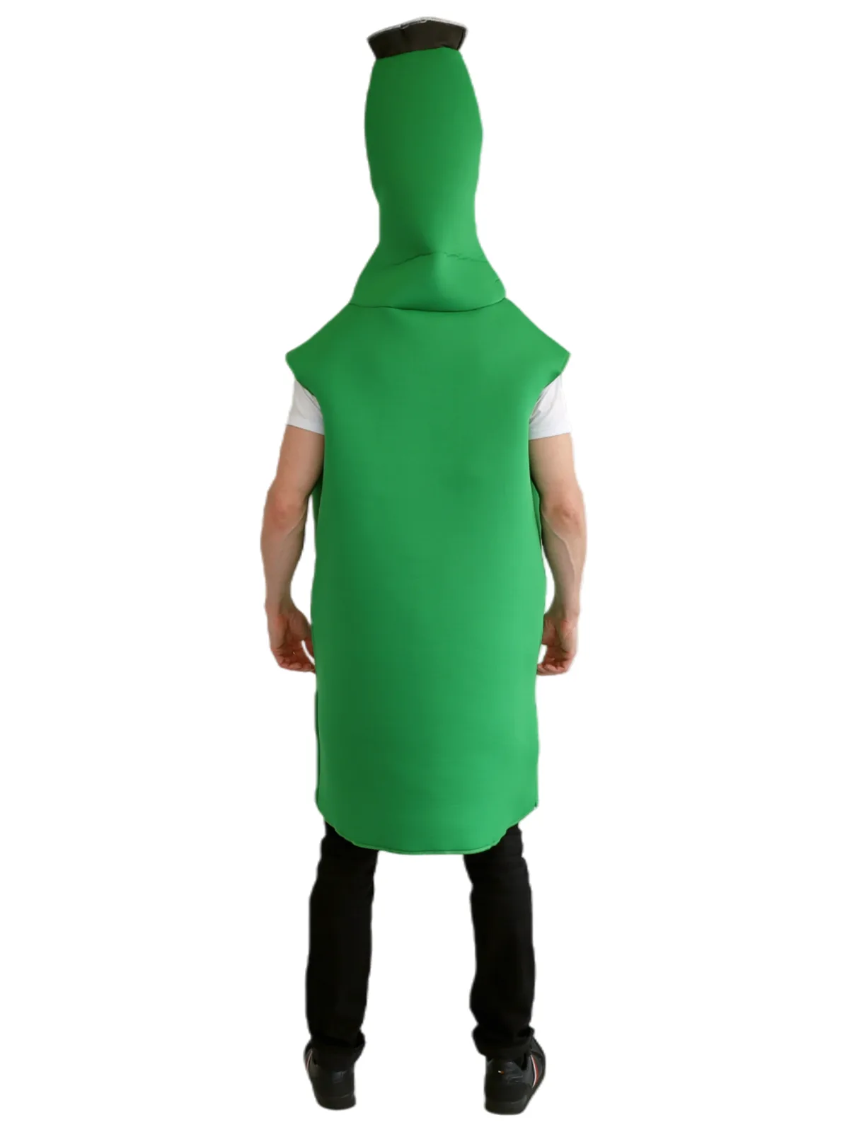 Lukinbetta Green Beer Bottle Costume Adult - back view, worn by model