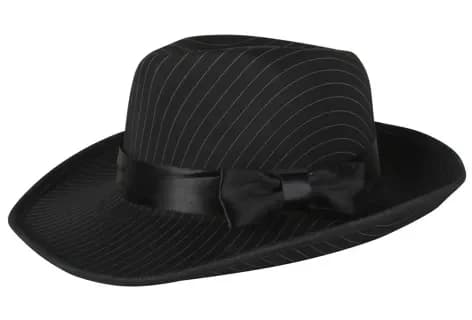 Black Pinstripe 20s Gangster Hat