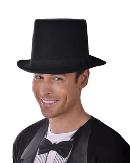 Black Felt Deluxe Top Hat (Elastic Inner)