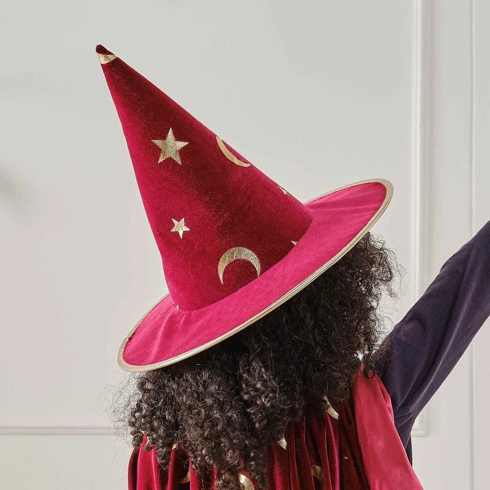 Kids Burgundy Velvet Magician's Hat