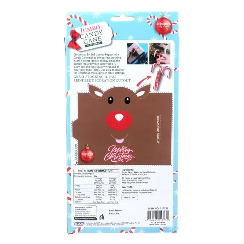 Jumbo Xmas Peppermint Candy Cane (150g)