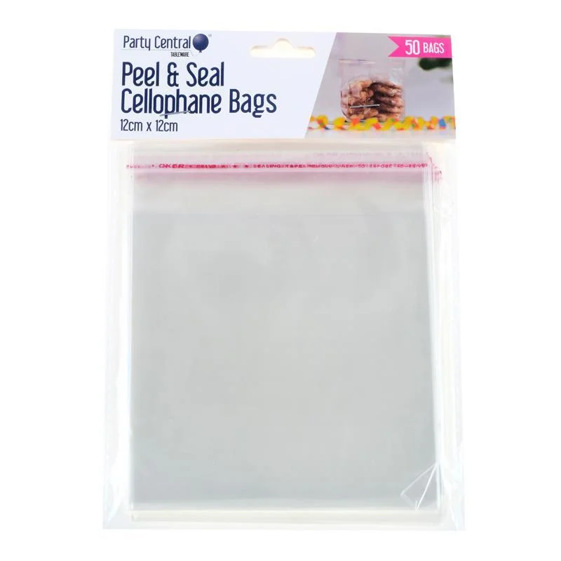 12cm Premium Peel & Seal Cellophane Bags - Pk 50