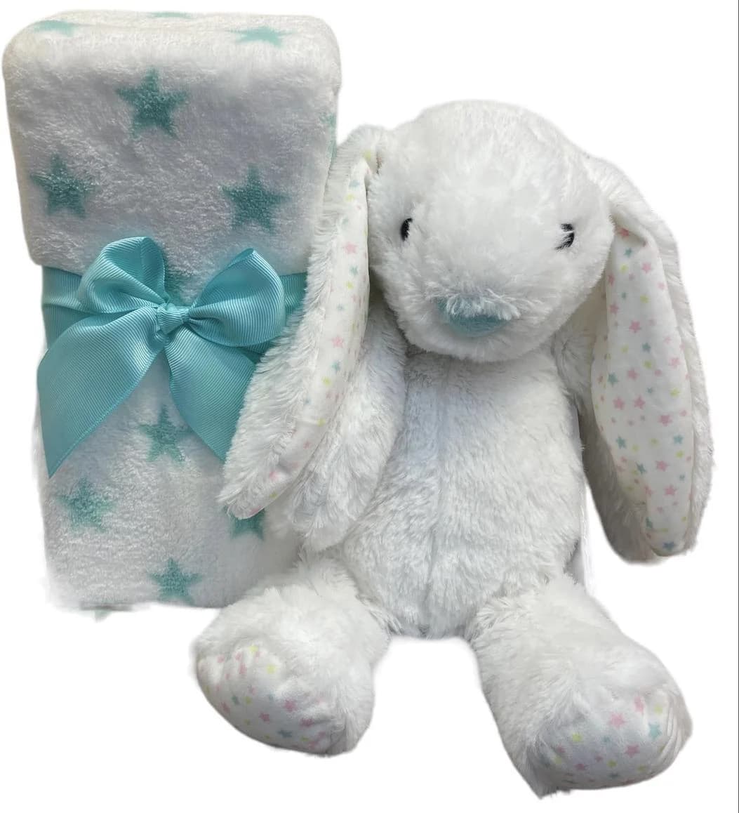 Blue Bunny Plush & Baby Blanket Gift Set