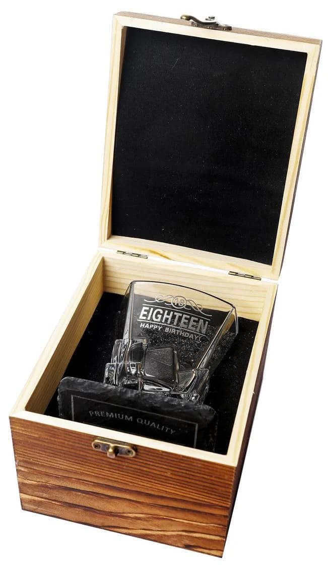 18th Birthday Scotch Glass & Coaster Gift Box