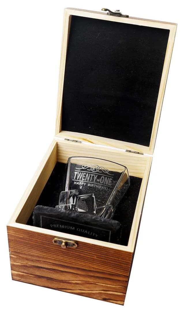 21st Birthday Scotch Glass & Coaster Gift Box