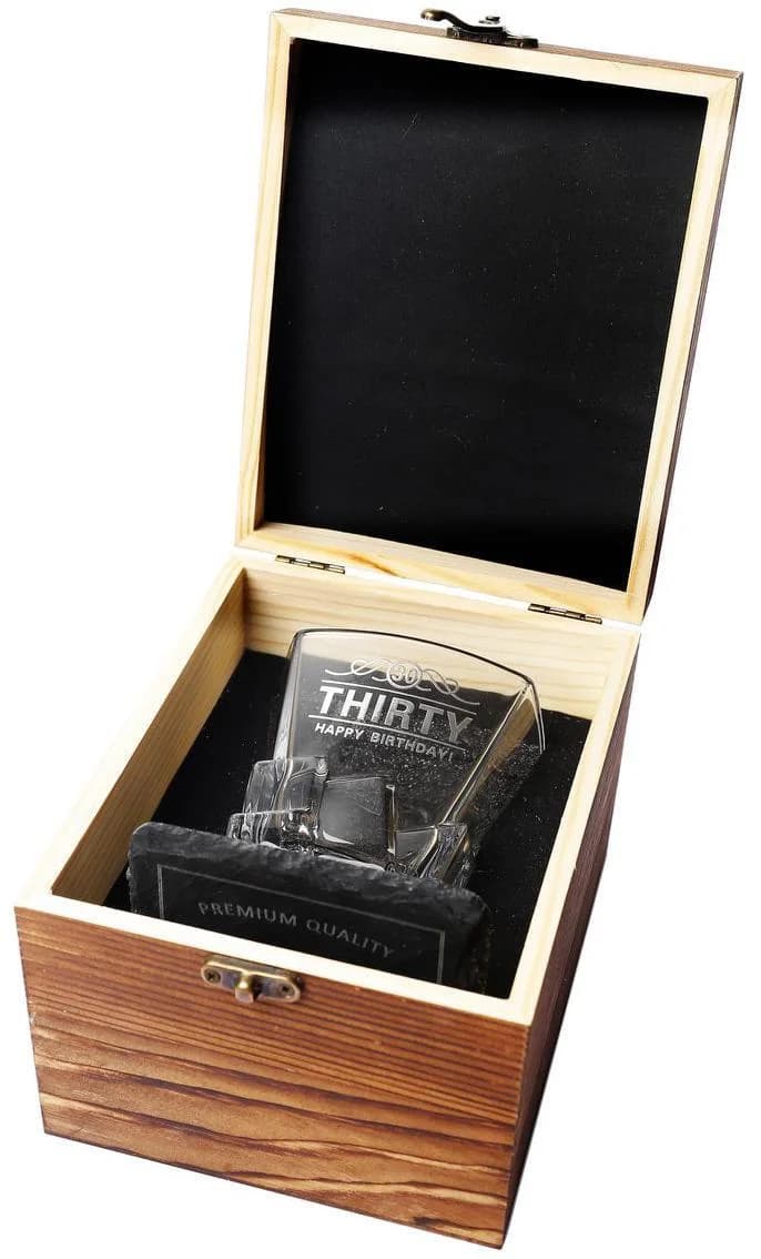 30th Birthday Scotch Glass & Coaster Gift Box