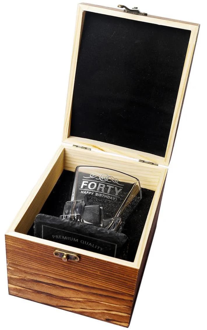 40th Birthday Scotch Glass & Coaster Gift Box