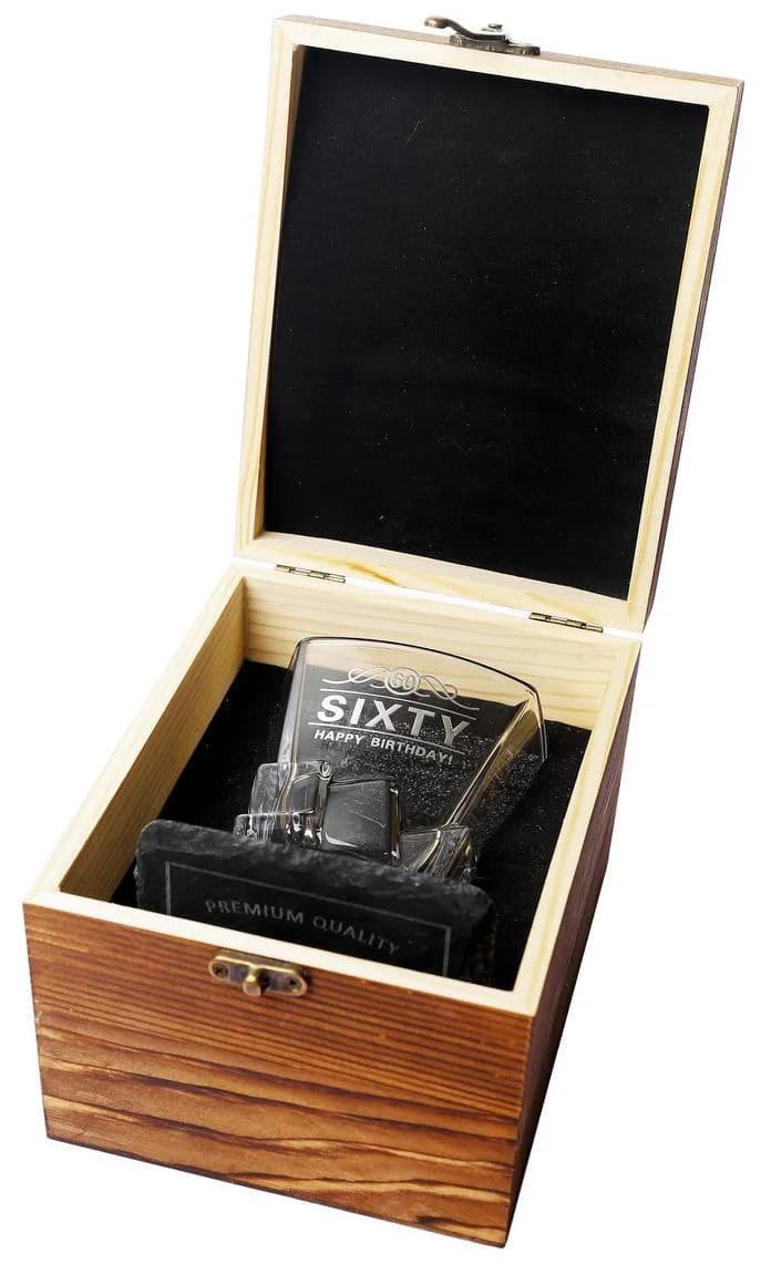 60th Birthday Scotch Glass & Coaster Gift Box