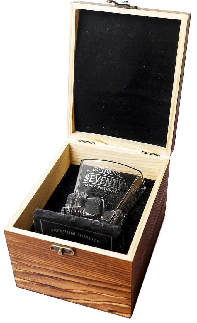 70th Birthday Scotch Glass & Coaster Gift Box