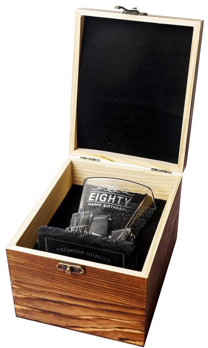 80th Birthday Scotch Glass & Coaster Gift Box