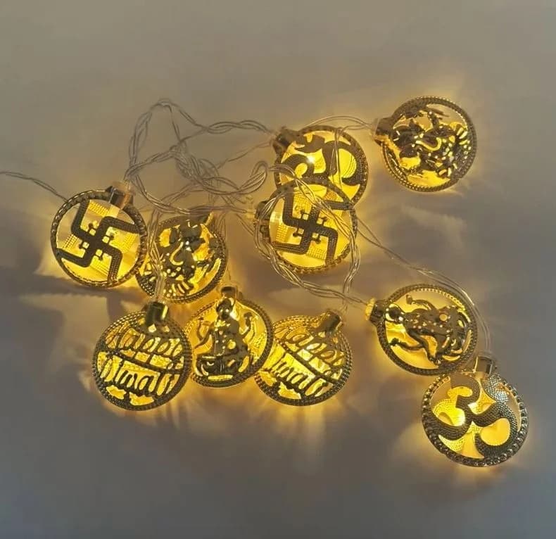 Diwali Symbols LED String Lights (1.65M)