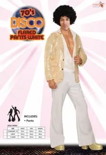 Adults White Disco Bell Bottoms Costume
