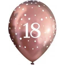 11in. 18th Rose Gold Chrome SparkleFizz Latex Balloons - Pk 6