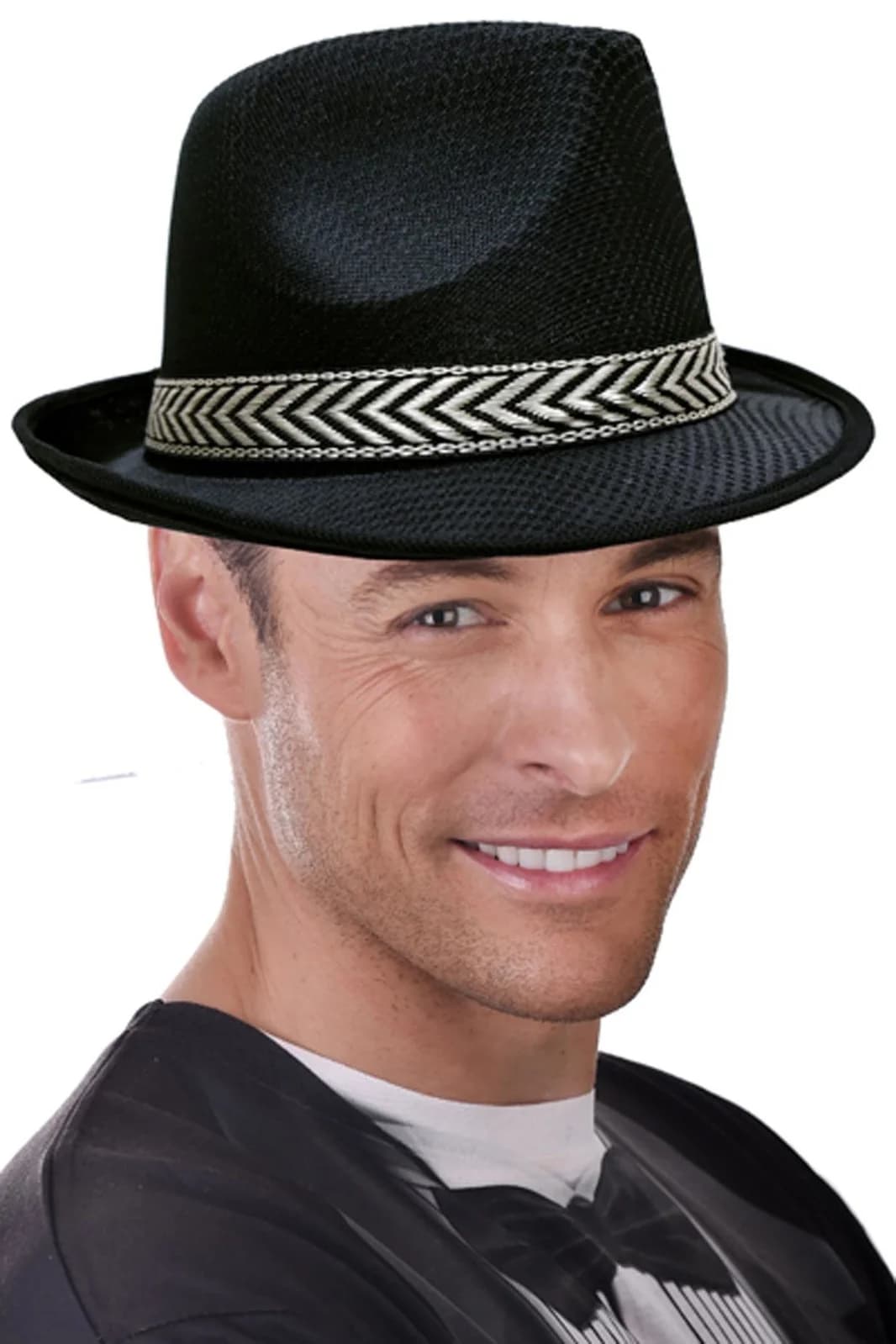 Black Trilby Hat w/ Gold Band