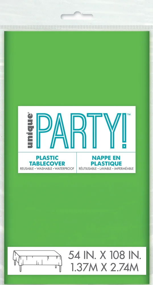 Rectangle Plastic Tablecover - Lime Green - 1.37 x 274cm