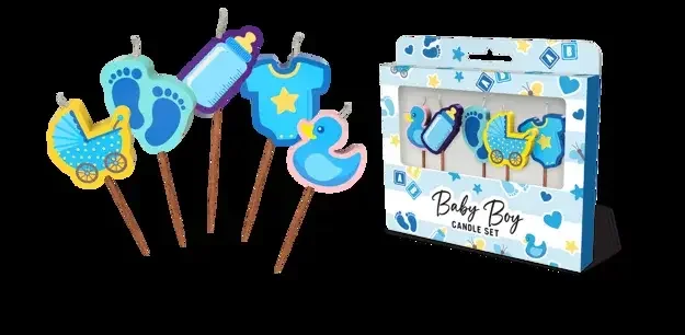Baby Boy Novelty Candle Pack - Pk 5