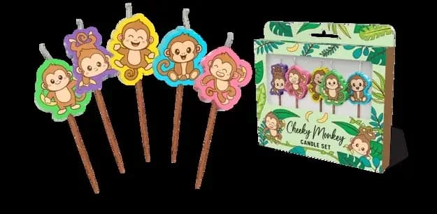 Cheeky Monkey Novelty Candle Pack - Pk 5