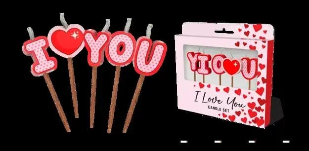 I Love You Novelty Candle Pack - Pk 5