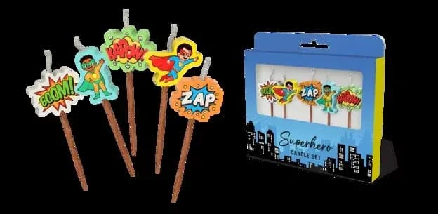 Superhero Boys Novelty Candle Pack - Pk 5