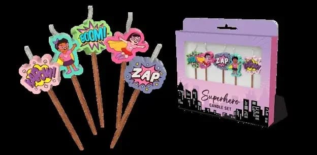 Superhero Girls Novelty Candle Pack - Pk 5
