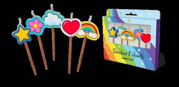 Rainbow Novelty Candle Pack - Pk 5