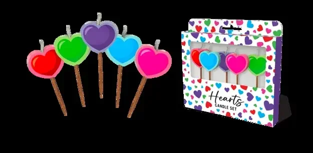 Hearts Novelty Candle Pack - Pk 5