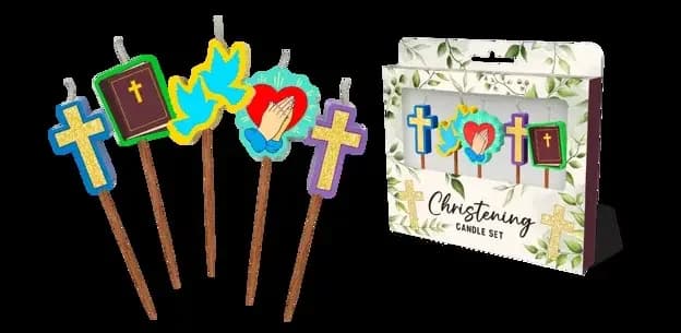 Christening Novelty Candle Pack - Pk 5
