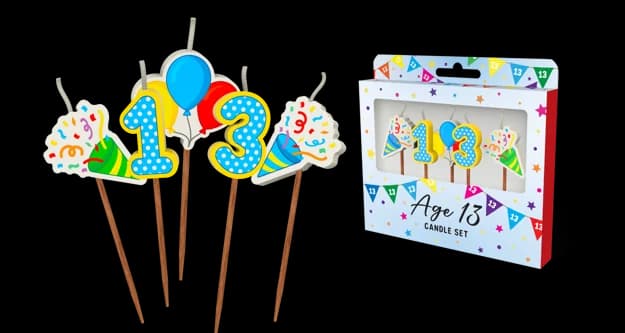 13th Birthday Novelty Candle Pack - Pk 5