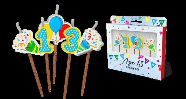 13th Birthday Novelty Candle Pack - Pk 5