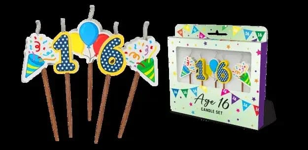 16th Birthday Novelty Candle Pack - Pk 5