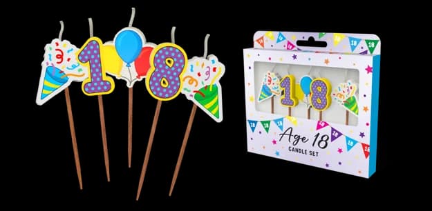 18th Birthday Novelty Candle Pack - Pk 5