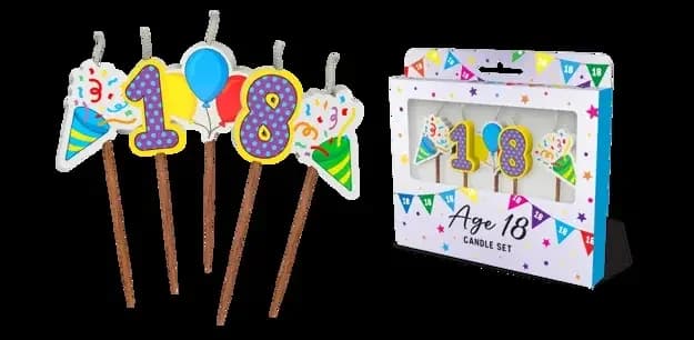 18th Birthday Novelty Candle Pack - Pk 5