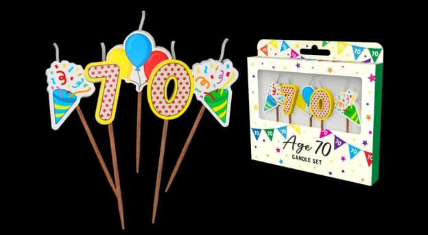70th Birthday Novelty Candle Pack - Pk 5