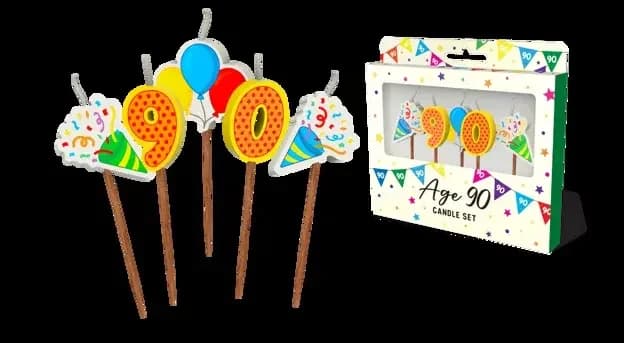 90th Birthday Novelty Candle Pack - Pk 5