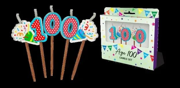 100th Birthday Novelty Candle Pack - Pk 5