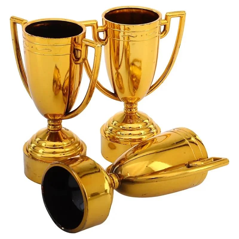 Plastic Gold Medal Trophies (5x8cm) - Pk 3