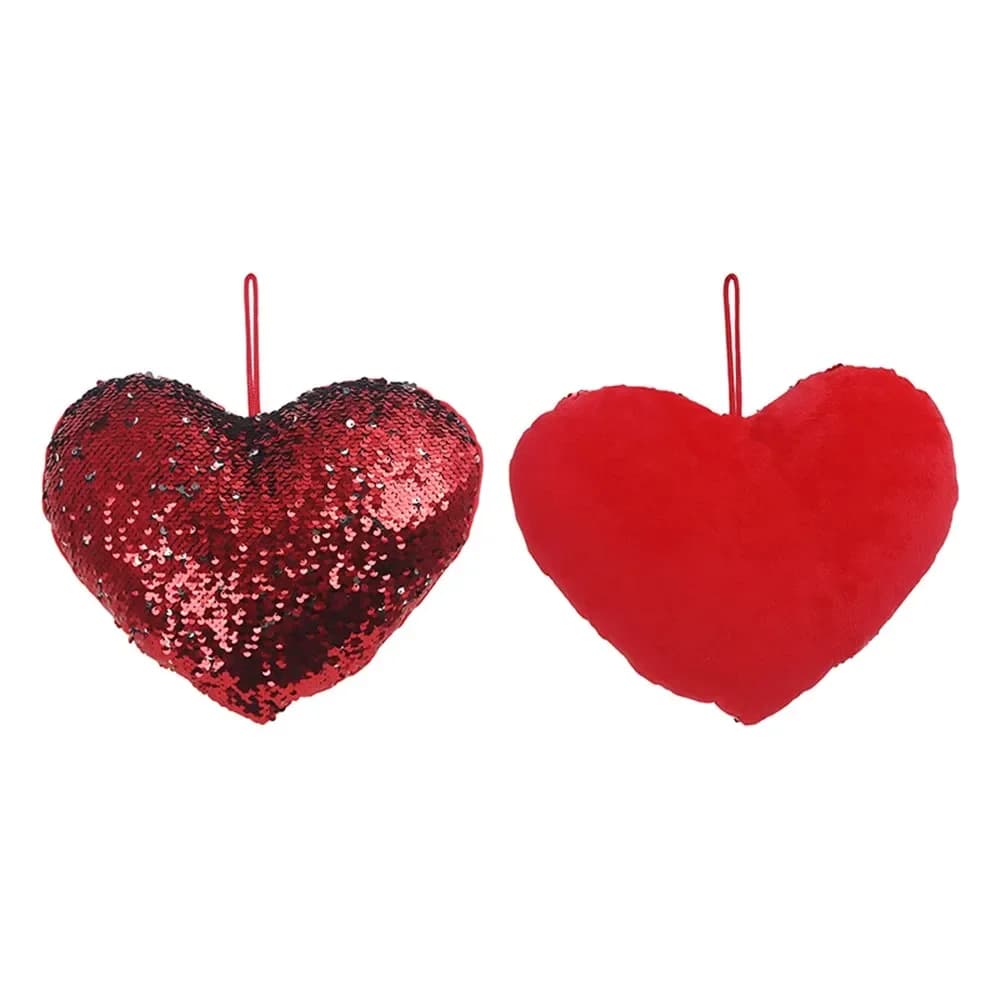 Red Sequined Heart Cushion (31 cm)