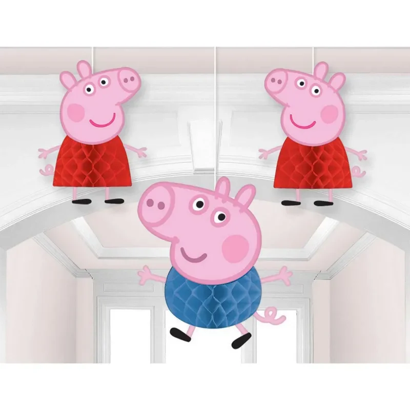 Peppa Pig Hanging Honeycomb Decorations (30 cm) – Pk 3