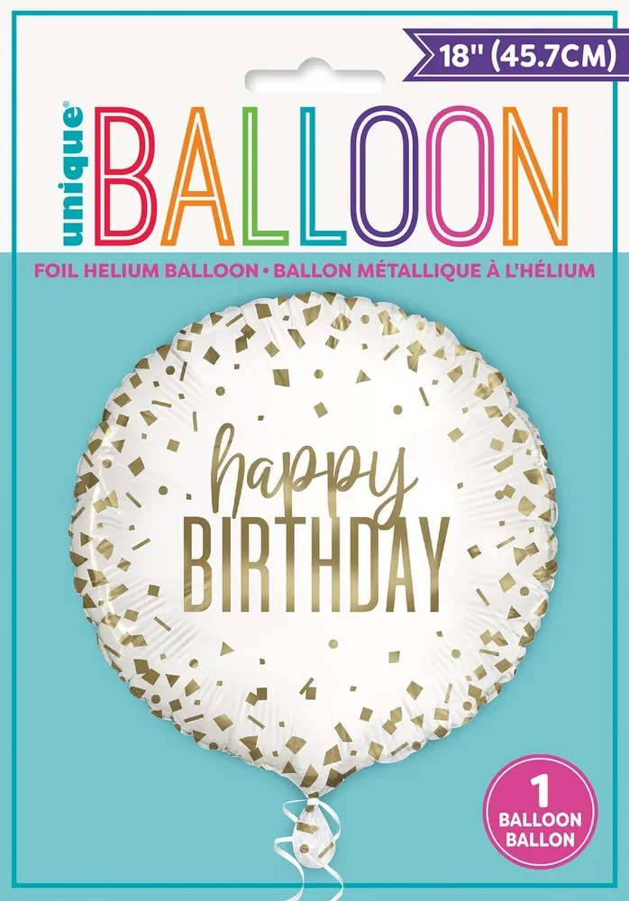 Confetti Gold Birthday Foil Balloon (45.72 cm) - Pk 1