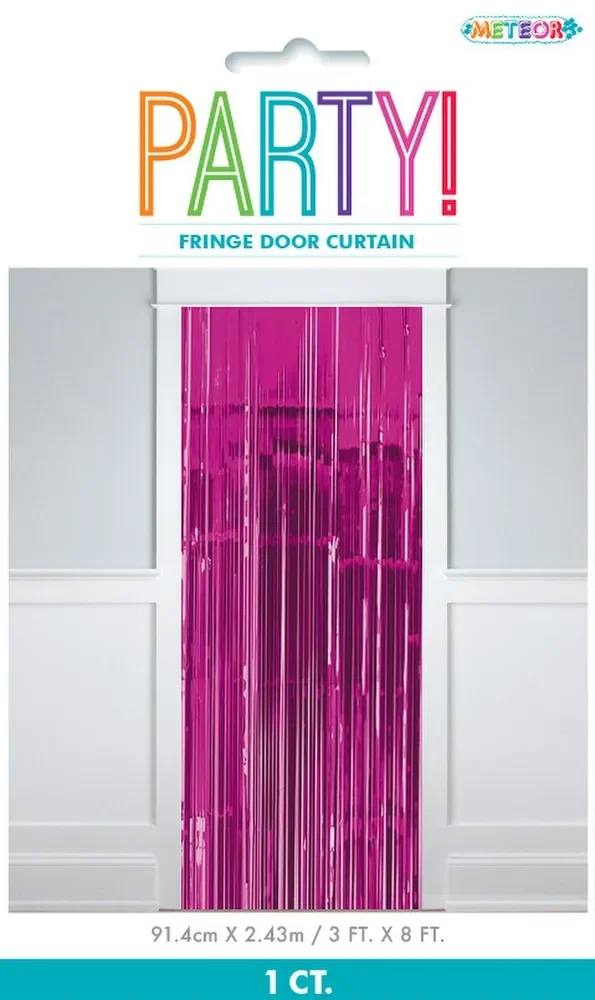 Metallic Hot Pink Fringe Door Curtain (91.44 x 243.84 cm)