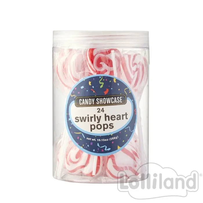 Red Swirl Heart Lollipops (288g) - Pk 24