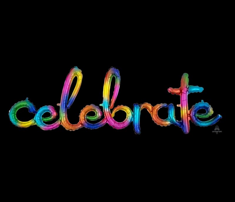 Rainbow "Celebrate" Script Balloon (149 x 50 cm)
