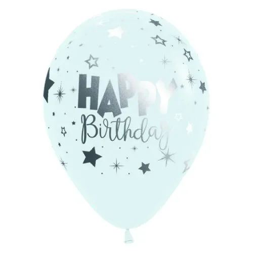 Fantasy Blue Happy Birthday Balloons (30 cm) - Pk 50
