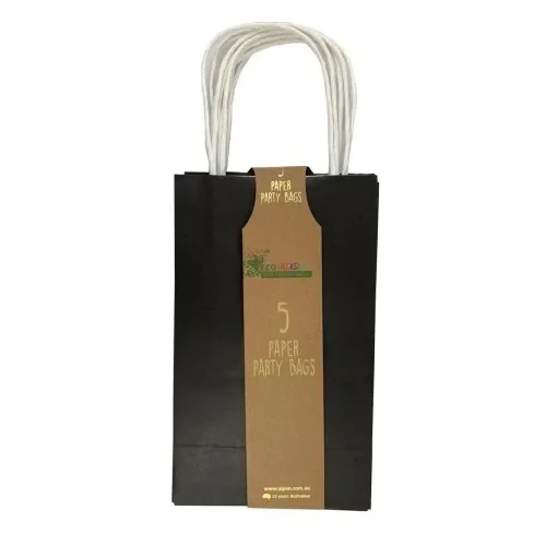 Black Paper Party Bags - Pk 5