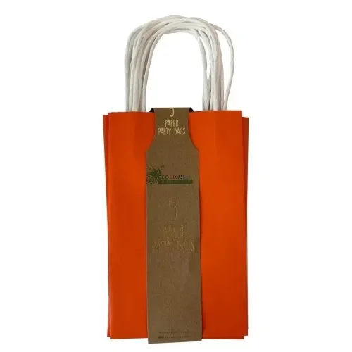 Orange Paper Party Bags - Pk 5