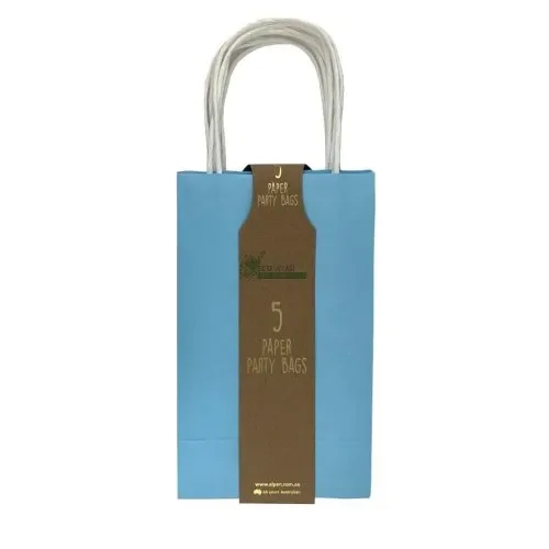 Pastel Blue Paper Party Bags - Pk 5