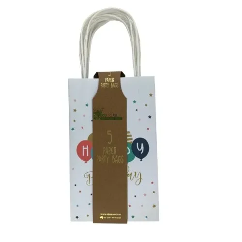 Happy Birthday Paper Party Bags - Pk 5