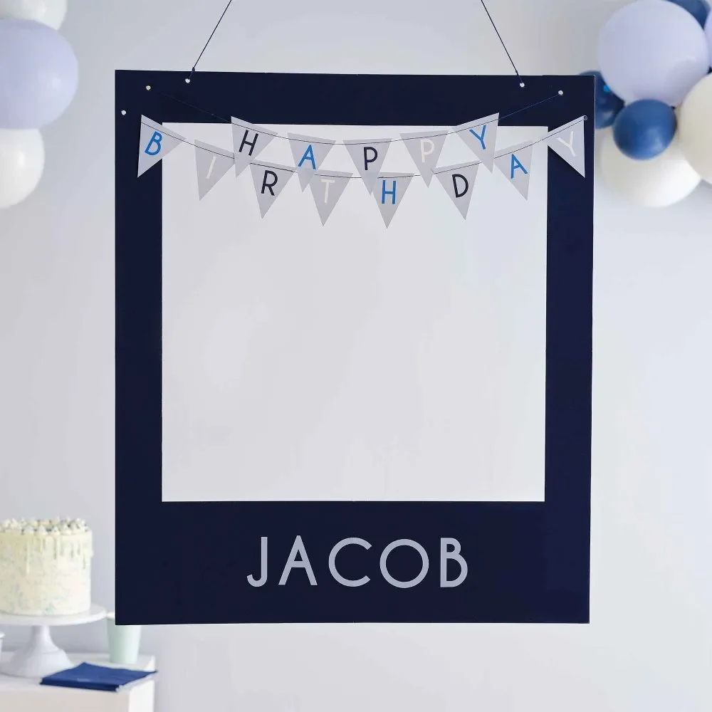 Mix it Up Customisable Blue Happy Birthday Photobooth Frame FSC